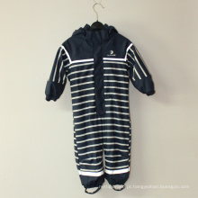Blue PU Stripe Conjoined Raincoat / Geral para Crianças